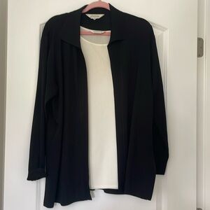 Misook black jacket, sweater, cardigan, size medium with free white tank top